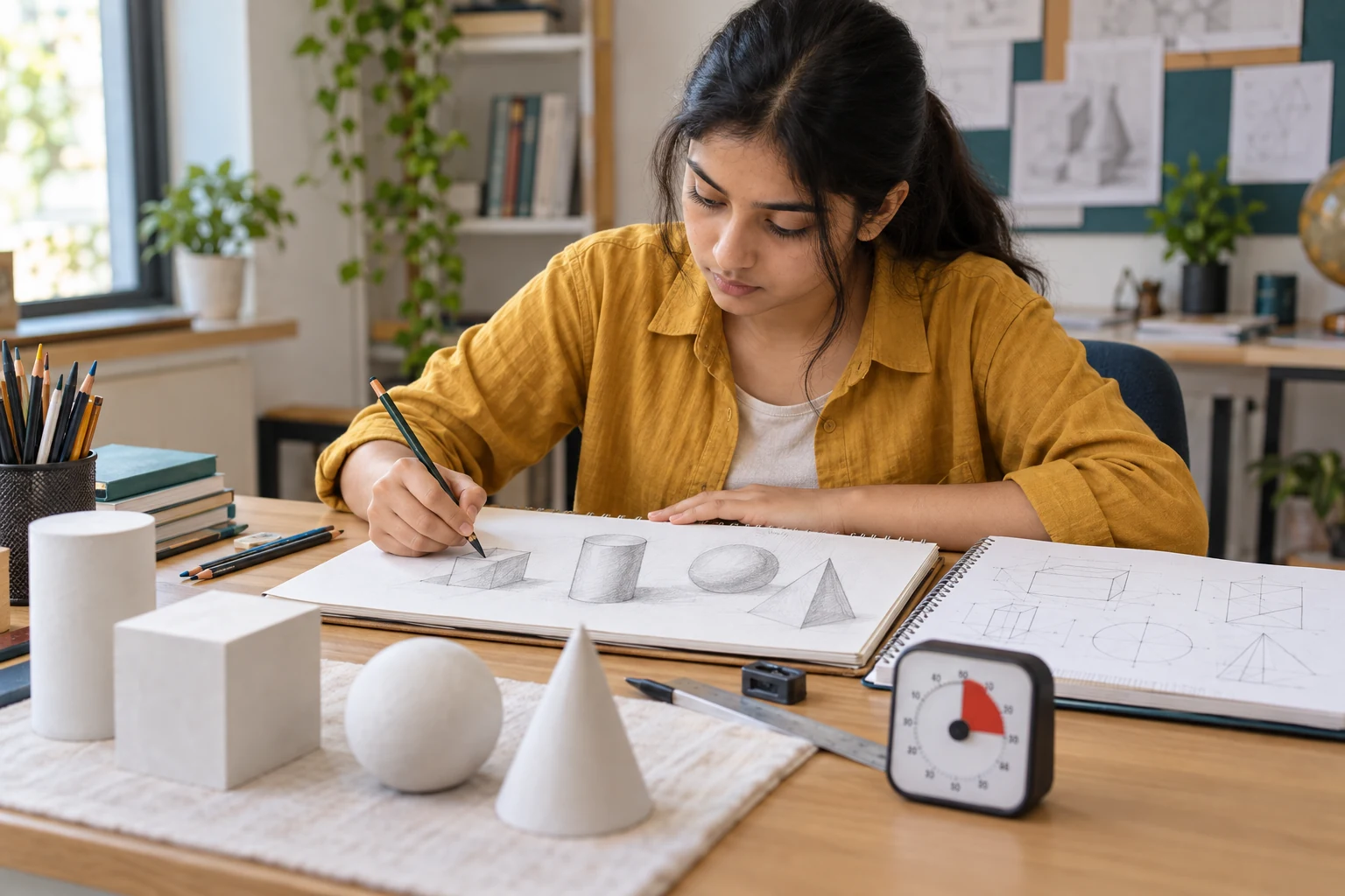 Illustrative timed drawing practice for architecture entrance preparation