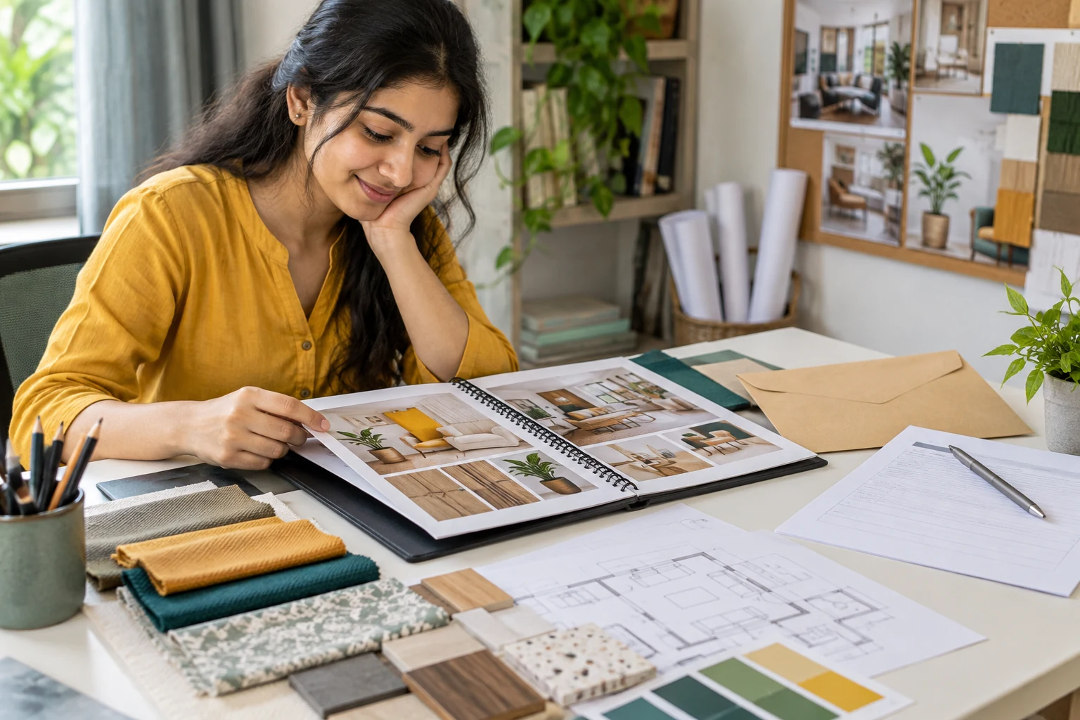 Illustrative portfolio and application for an interior design scholarship