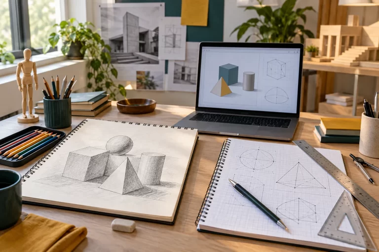 Illustrative drawing and geometry workspaces for comparing entrance preparation