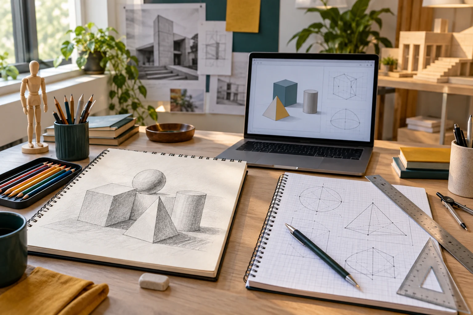 Illustrative drawing and geometry workspaces for comparing entrance preparation